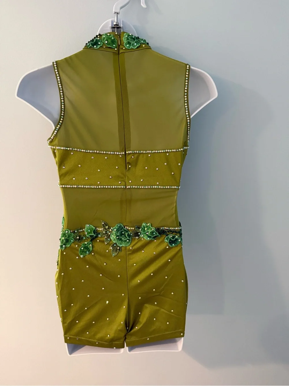 Green large child contemporary dance biketard costume